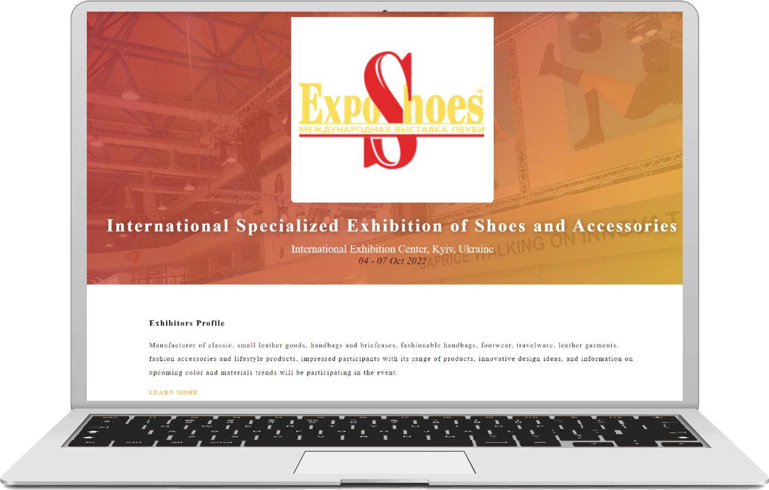 the page is about exhibition of shoes and accessories